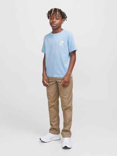 JJCHARGE PRINTED TEE SS CREW NECK JNR 152 Locker geschnitten - Chambray Blue
