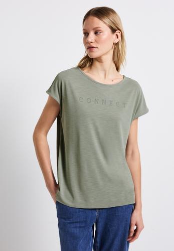 Silk-Look Shirt mit Wording 36 - Dusty Milky Green