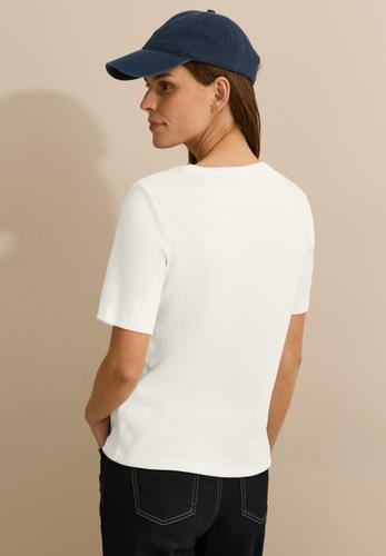 Basic Rippstruktur T-Shirt L - Vanilla White