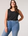 Basic-Top mit Seitenschlitzen 46 Figurumspielend - Black
