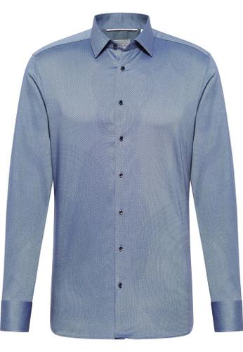 Hemd Dobbydesign Langarm Blau 38/Langarm - 67cm