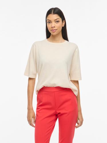 VIMALU O-NECK 2/4 KNIT TOP-NOOS L Locker geschnitten - Sandshell