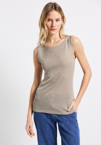 Glitzerndes Rippstruktur-Top Beige 42