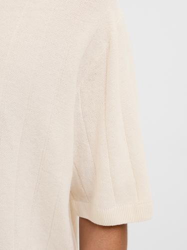 JORVARENNA KNIT SS SPLIT NECK L Locker geschnitten - Sea Salt