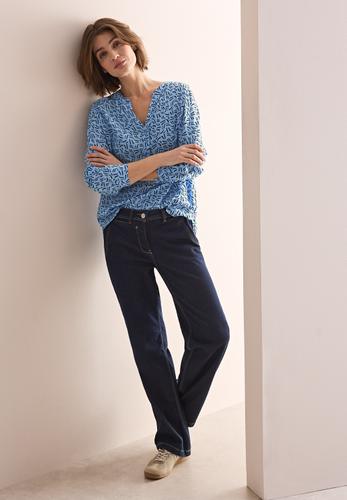 Bluse mit Minimal Print XL - Fresh Light Blue