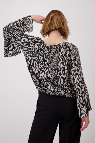 Bluse mit Leomuster 36 - Schwarz Gemustert