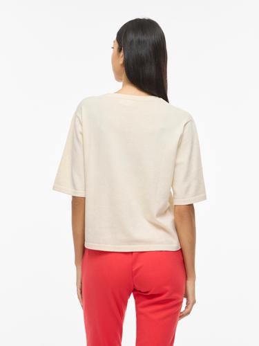 VIMALU O-NECK 2/4 KNIT TOP-NOOS L Locker geschnitten - Sandshell