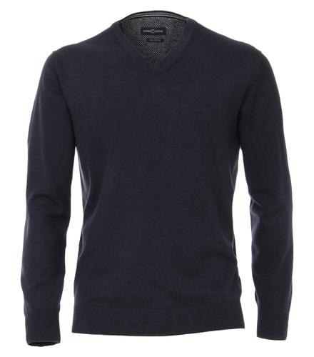 Pullover mit V-Ausschnitt uni 004430 M - Blau