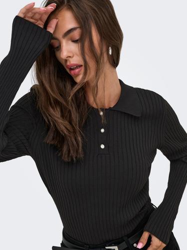 ONLELISA L/S RIB POLO RP KNT M Normal geschnitten - Black