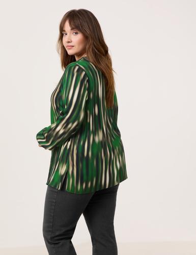 Print-Bluse mit V-Ausschnitt 48 Figurumspielend | Lässige Passform - Treetop Green Gemustert