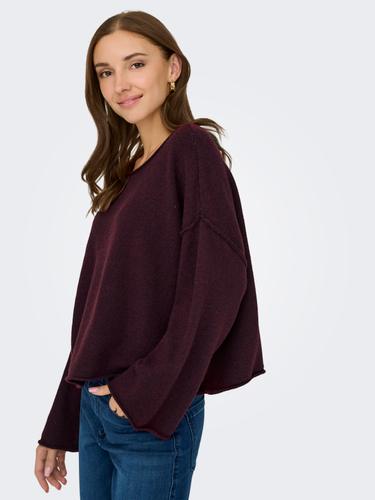 JDYRUE LIFE L/S BOAT NECK PULL KNT NOOS L Knit Fit - Maroon Banner
