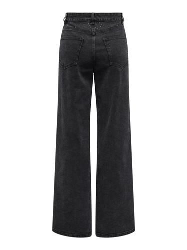 ONLHOPE RHINESTONE HW WIDE DNM BJ 27/32 Weiter Beinschnitt - Washed Black