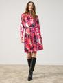 Gemustertes Kleid mit Bindegürtel 44 Figurumspielend - Geranium Gemustert