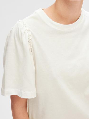 SLFPENELOPE 2/4 RUFFLE TEE NOOS XS Normal geschnitten - Snow White