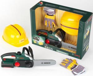 Klein Spielwerkzeug »Bosch Kettensäge mit Helm und Handschuhe«, (Set)
