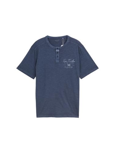 Henley T-Shirt mit Print XL Regular Fit - Blueish Grey