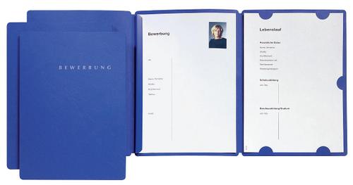 Bewerbungsmappen Select blau, Ausführung: mit Klemmschiene Ordner