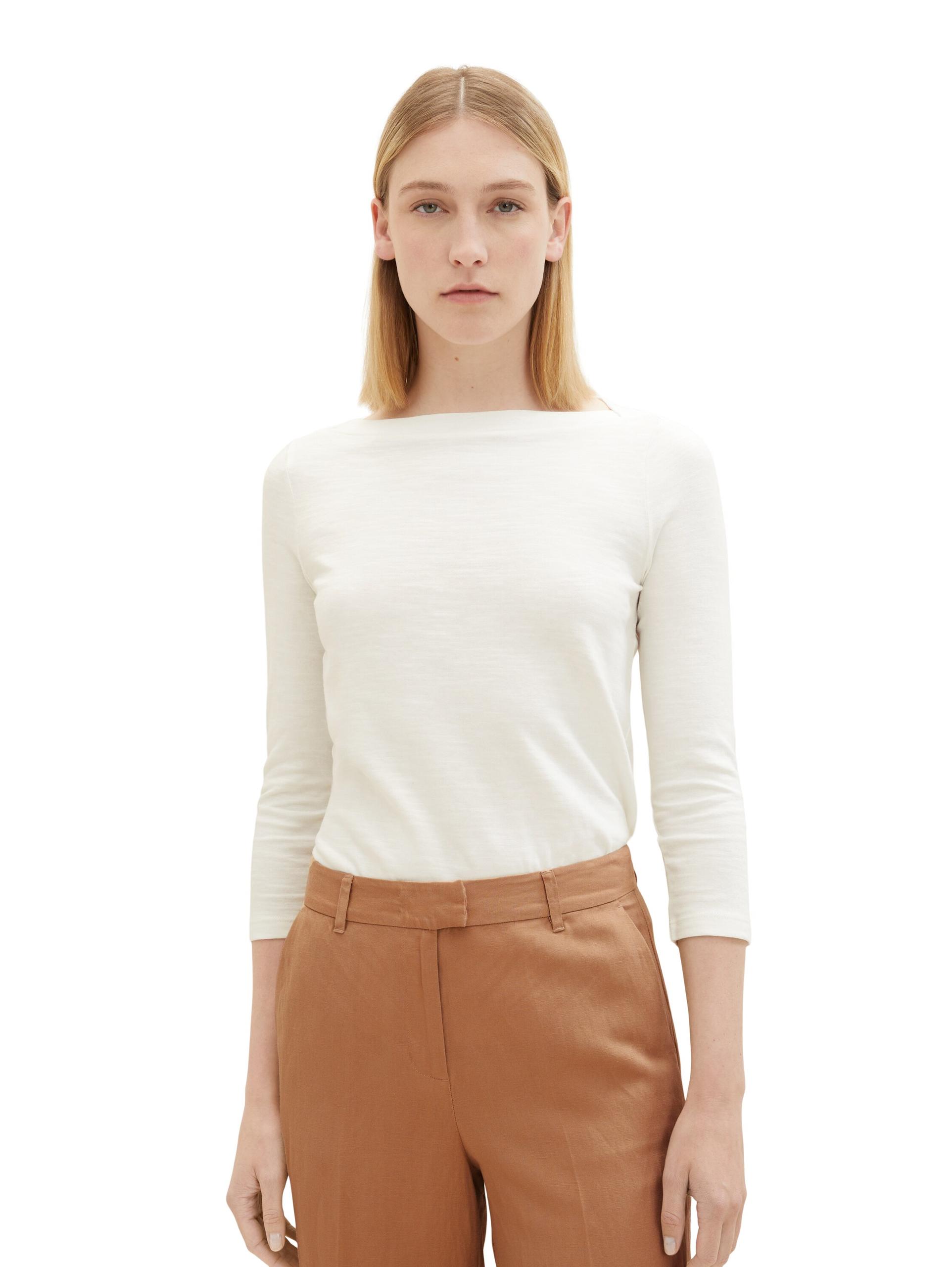 Basic Longsleeve mit 3/4-Arm aus Baumwolle L Regular Fit - Whisper White