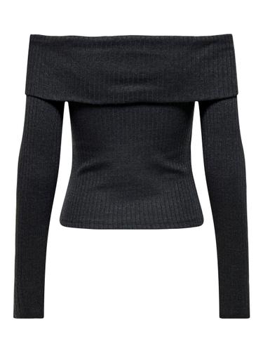 ONLPIPER L/S OFF SHOULDER TOP JRS XL Normal geschnitten - Dark Grey Melange