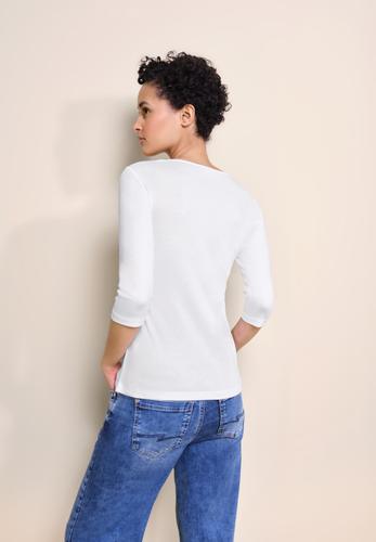 Basic T-Shirt mit 3/4 Arm 34 - White