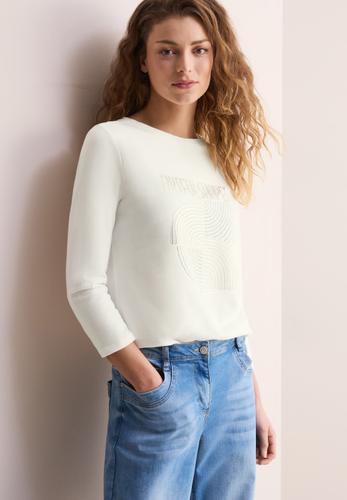 Shirt mit Schimmer-Print L - Vanilla White