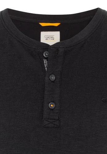 Kurzarm Henleyshirt aus reiner Baumwolle Grau XL