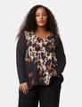 Ausgestelltes Langarmshirt mit Leo-Print 50 A-Linie | Ausgestellt - Black Gemustert