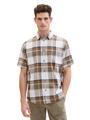 Hemd mit Leinen XL Regular Fit - Olive Orange Linen Check