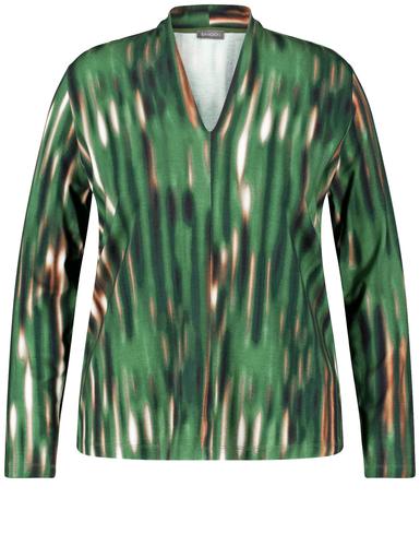 Langarmshirt mit Kelchkragen 46 Figurumspielend - Treetop Green Gemustert