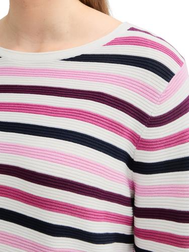 Plus Size - Strickpullover aus Bio-Baumwolle 46 Regular Fit - Berry Knit Stripe Design
