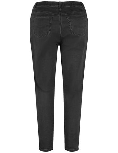 5-Pocket Jeans mit Ziersteinen Betty 54 Körpernahe Passform - Raw Black Denim