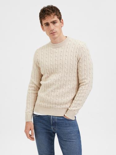 SLHRYAN STRUCTURE CREW NECK L Normal geschnitten - Bone White