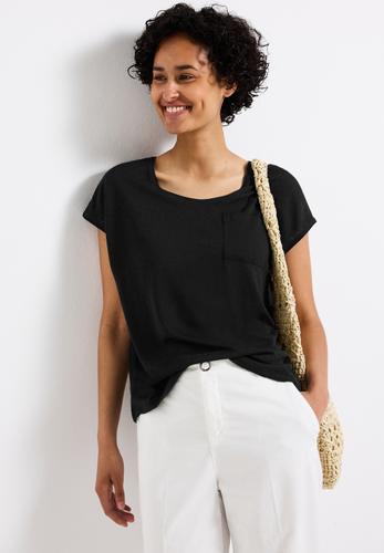 Leinen-Look T-Shirt 36 - Black