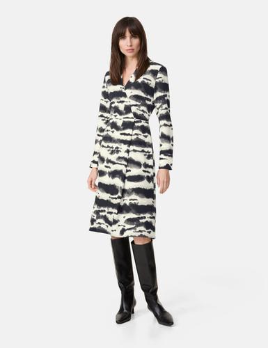 Kniebedeckendes Wickelkleid 36 Tailliert - Champagne Gemustert
