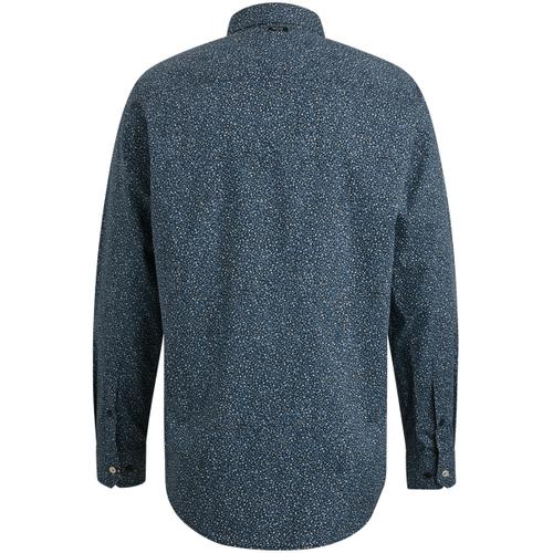 Long Sleeve Shirt Print on poplin stretch M Slim Fit - Blue Indigo