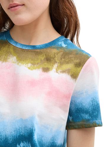 T-Shirt mit Knoten-Detail M Regular Fit - Watercolor Print