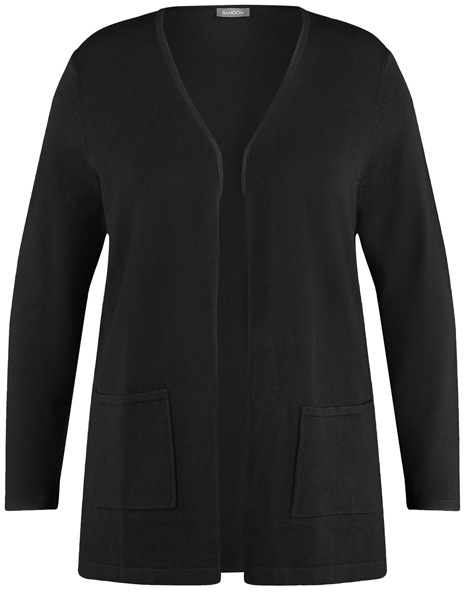 Lange Basic-Strickjacke 46 Figurumspielend - Black