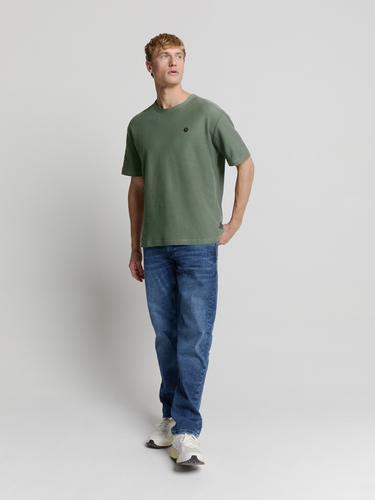 T-Shirt Crewneck Solid Relief Jacquard XL Relaxed Fit - Dark Steel