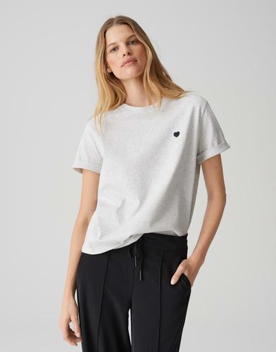 OPUS T-Shirt »Serz« mit kleiner Herz-Stickerei - Grau / 40