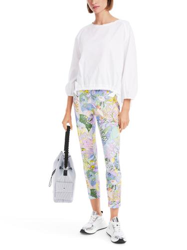 Lässige Baumwollbluse "Rethink Together" Weiß 42