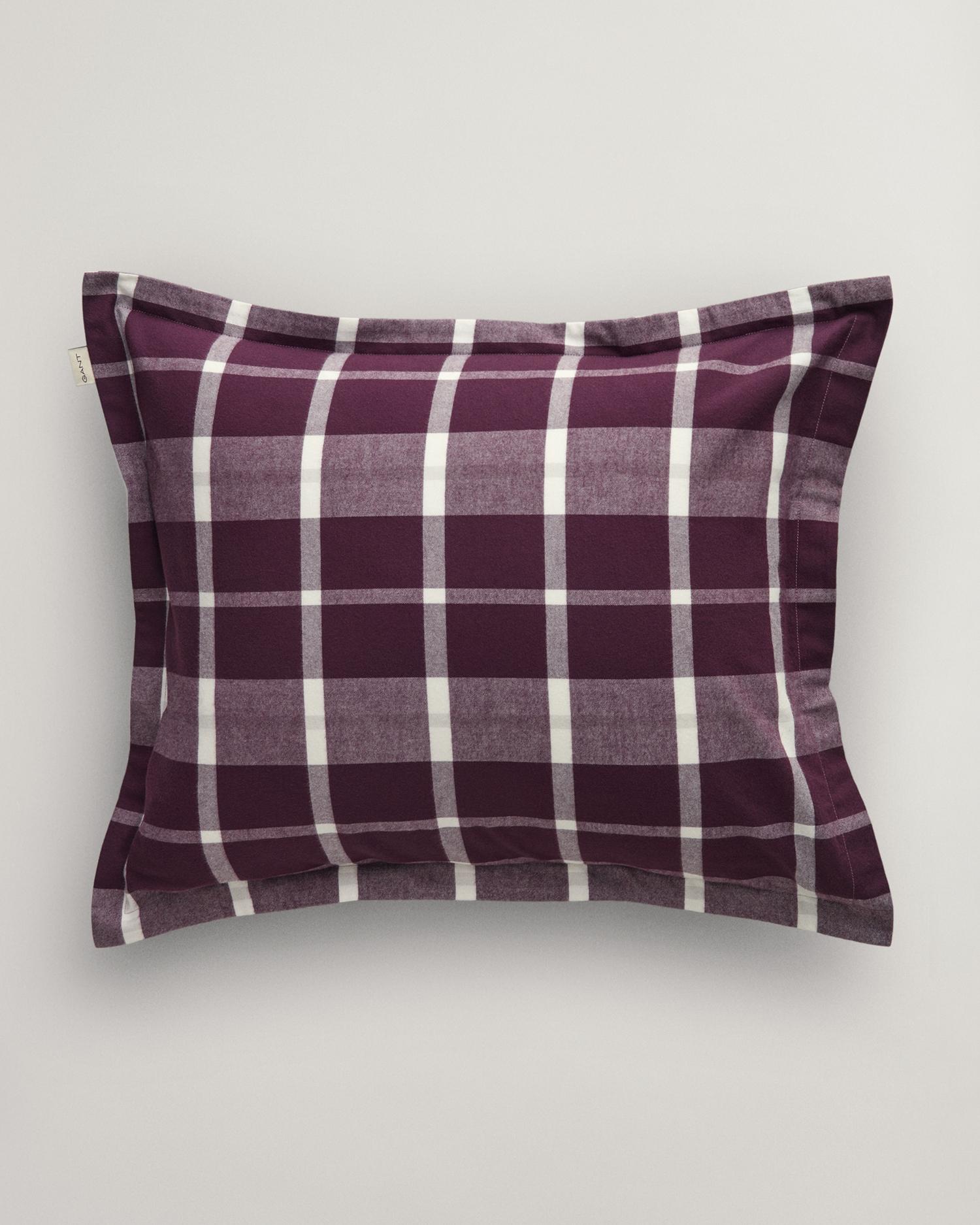 Flanell-Kopfkissenbezug mit Karomuster 80X80 - Deep Plum