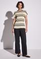 Ajour Shirt mit Streifen Beige 40