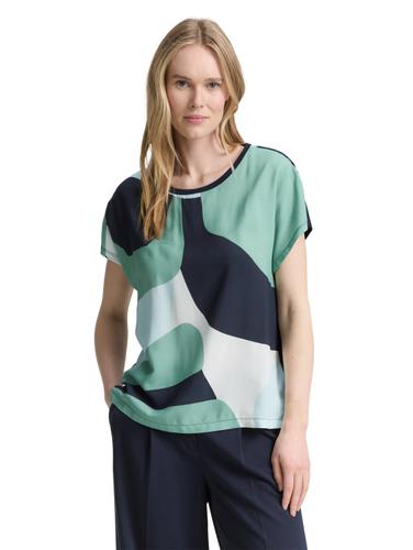 T-Shirt im Material-Mix XXXL Regular Fit - Faded Green Abstract Flower