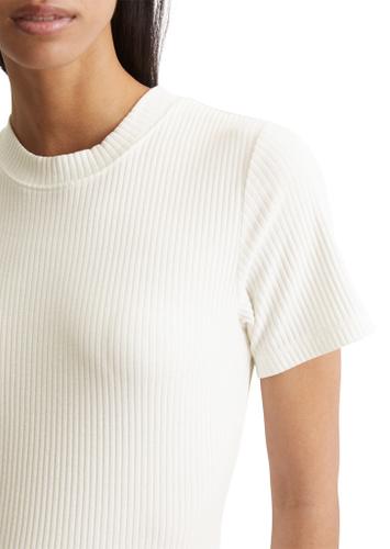 Ripp-Jersey-T-Shirt slim Weiß M
