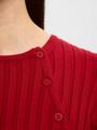 SLFHELEN LS KNIT BUTTON O-NECK TOP S Slim Fit - Equestrian Red