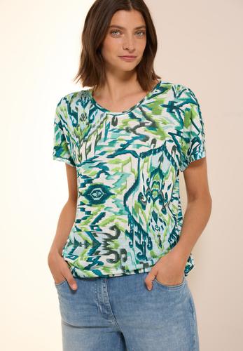 Bedrucktes Leinen-Look Shirt L - Green Lagoon