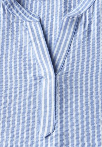 Gestreifte Seersucker Bluse L - Blouse Blue