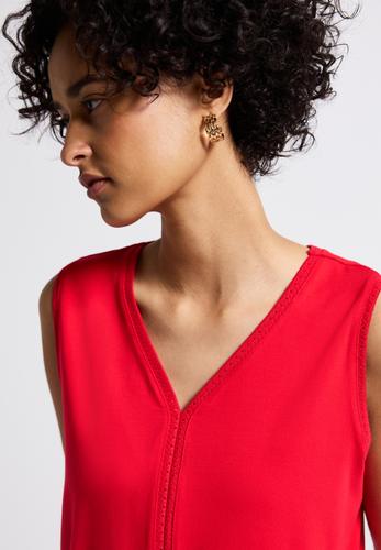 Jersey-Top mit Häkeldetails Rot 38