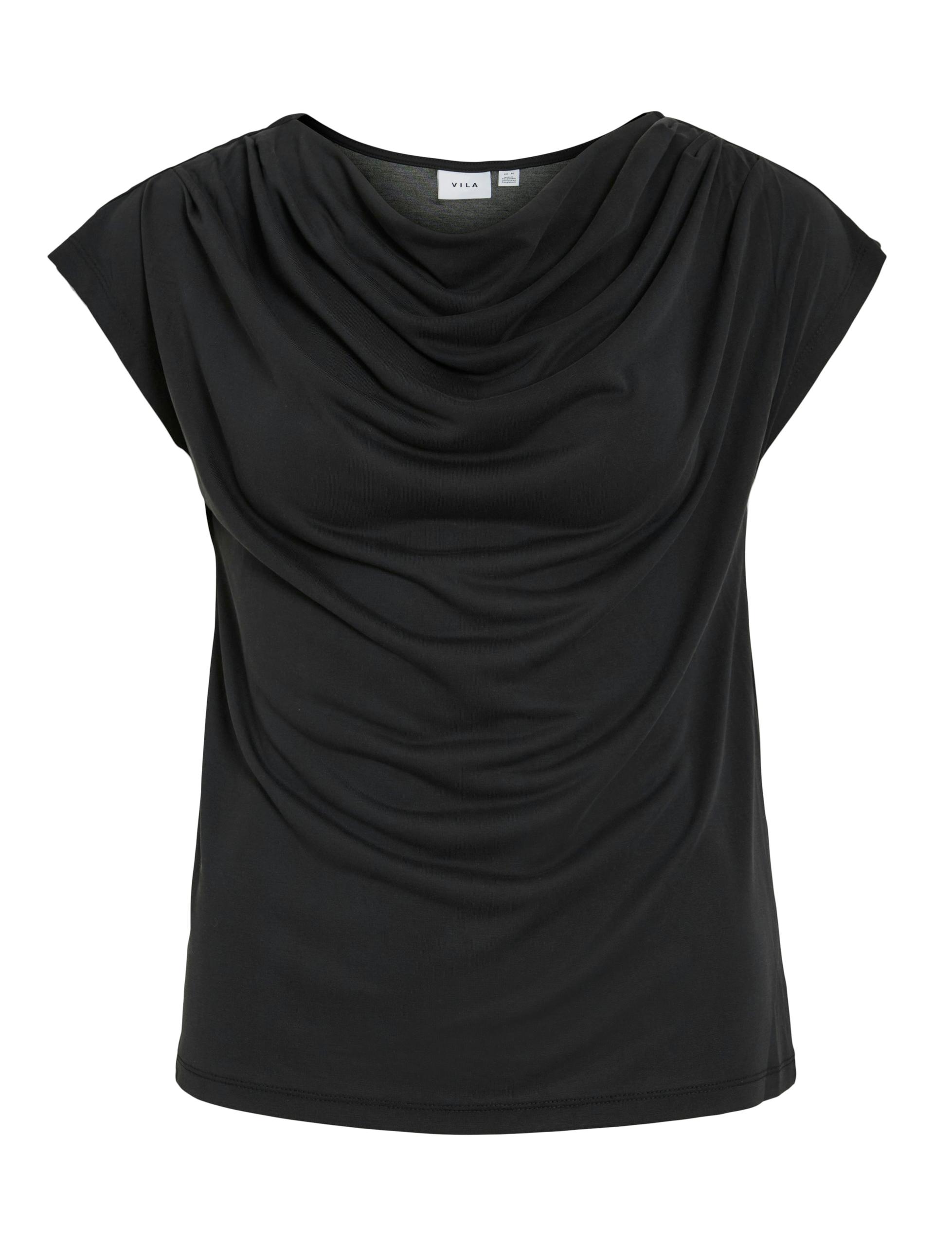 VIMODALA WATERFALL C/S TOP/PB M Locker geschnitten - Black Beauty
