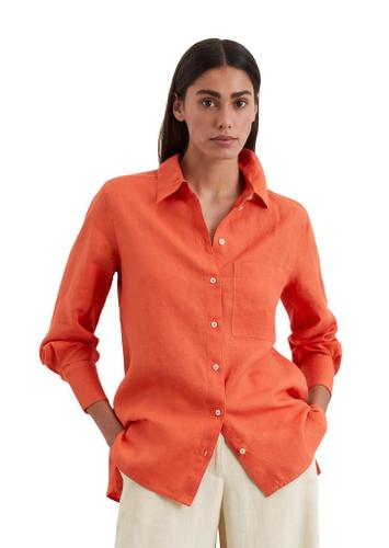 Leinenbluse regular 36 Regular Fit - Burnt Red